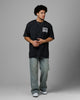 Loiter Staple Logo Drop T-Shirt Black Acidwash