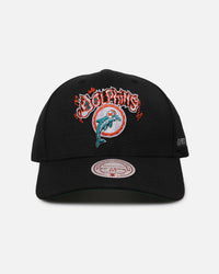 Mitchell & Ness Miami Dolphins Flames Pro Crown Snapback Faded Black
