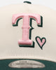 New Era Texas Rangers 'Pink Satin Hearts Green' 9FORTY A-Frame Snapback Chrome/Dark Green