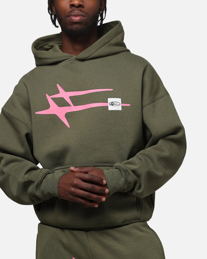 Loiter Hybrid Premium Hoodie Olive/Pink