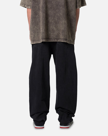 MNML Knee Distressed Ultra Baggy Denim Jeans Black