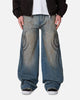 MNML Ultra Wide Tribal Denim Jeans Medium Blue