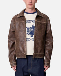 MNML Washed Leather Jacket Brown