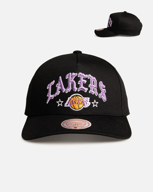 Mitchell & Ness Los Angeles Lakers 'Black Letter' Pro Pinch Snapback Black