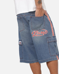 X-Large Oval Baggy Cargo Denim Shorts Indigo Blue