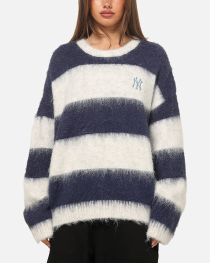 Majestic Athletic New York Yankees Block Stripe Knit Jumper Vintage White