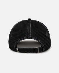 S Double Mid-Block Curved Peak Trucker Strapback Black