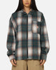 Carre Ombre Zip Up Long Sleeve Shirt Green Plaid