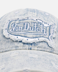 Von Dutch Washed Denim Dad Strapback Hat Light Blue
