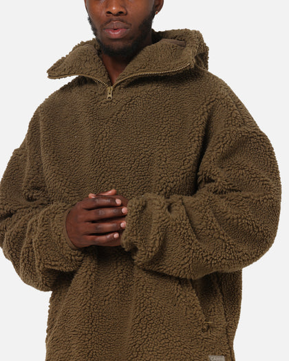 Carre Sherpa Hooded Jumper Khaki