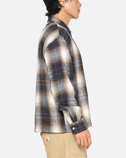 Carre Ombre Zip Up Long Sleeve Shirt Black Plaid