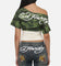 Ed Hardy Women's Off Shoulder T-Shirt Woodland Camo