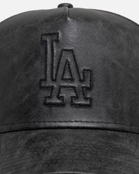 New Era Los Angeles Dodgers 'Tonal Cracked Leather' 9FORTY A-Frame Snapback Black