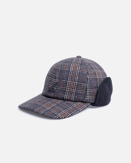Kangol Plaid Earflaps Baseball Cap Grey