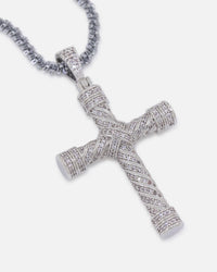 Saint Morta Iced Cross Pendant White Gold