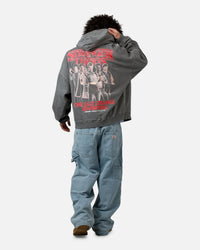 73Studio X Stranger Things Hawkins Heroes Hoodie Washed Charcoal