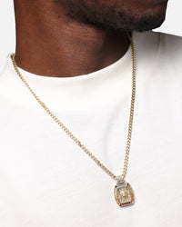 Guess Mainline 21" Lion Pave Charm Necklace Gold