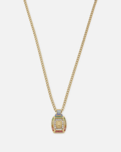 Guess Mainline 21" Lion Pave Charm Necklace Gold