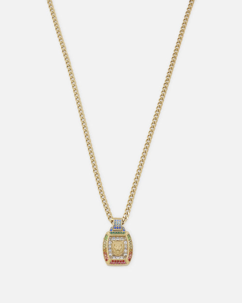 Guess Mainline 21" Lion Pave Charm Necklace Gold