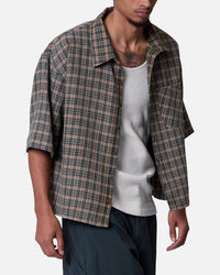 MNML Washed Poplin Over Button Up Shirt Green/Brown