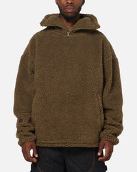 Carre Sherpa Hooded Jumper Khaki