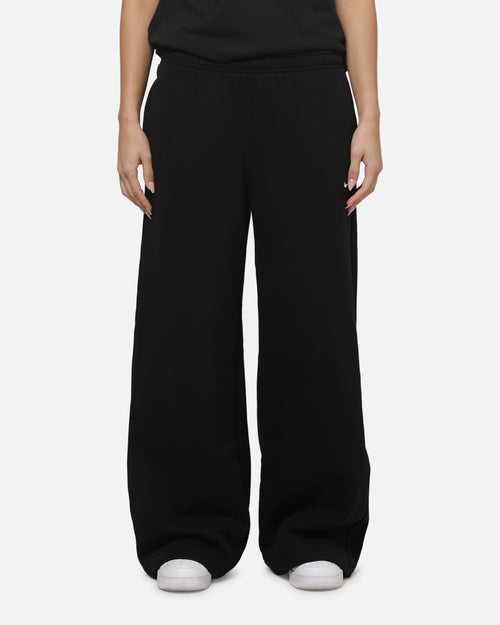 Nike Women's Studio Fleece Medium Weight Mid-Rise Wide-Leg Pants Black