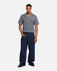 XXIII Boucle Tweed Crop Button Up Shirt Black/White/Blue
