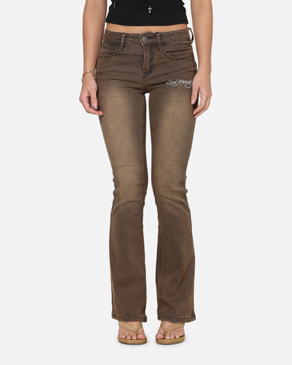 Ed Hardy Women's Tiger Bootcut Jeans Brown