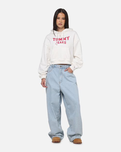 Tommy Jeans Women's TJW Boxy Crop Varsity Hoodie White