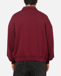 Mitchell & Ness Queensland Maroon Oversized Quarter Zip Crewneck Maroon
