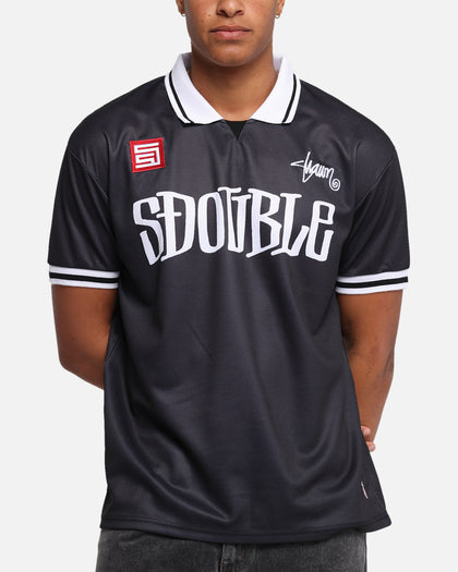 S Double Football Jersey Solid Black