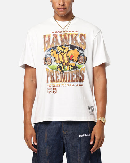 Mitchell & Ness Hawthorn Hawks Mascot T-Shirt Vintage White