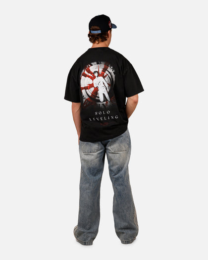 73Studio X Solo Leveling Solo Leveling Vintage T-Shirt Black Acidwash