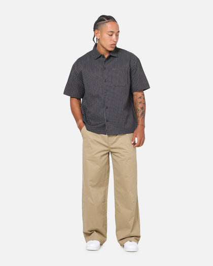Saint Morta Valhala Pinstripe Button Up Shirt Black/White