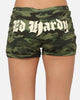 Ed Hardy Women's Crossed Mini Shorts Woodland Camo