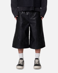 MNML Ultra Baggy Leather Flame Shorts Black