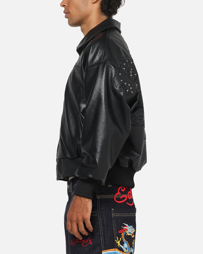 Ed Hardy Studded Bomber Jacket Black