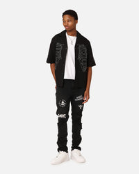 Saint Morta Lovely Bones Short Sleeve Linen Shirt Black