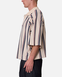 MNML Wide Striped Polo Shirt White/Navy