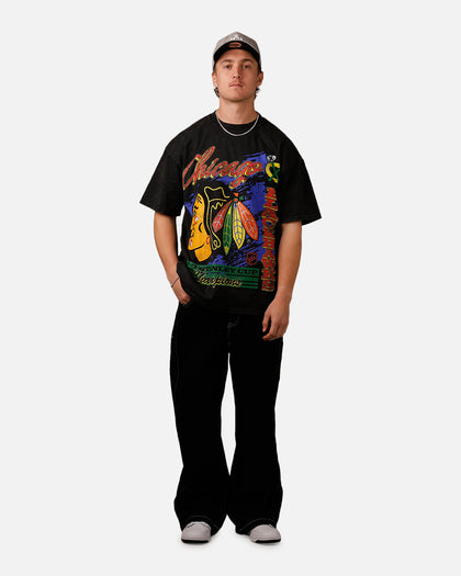 Culture Kings Chicago Blackhawks Vintage T-Shirt Black Acidwash