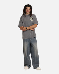 Carre Sacred Letter Mock Neck T-Shirt Washed Charcoal