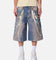 MNML Ultra Baggy Chain Printed Denim Shorts Light Blue