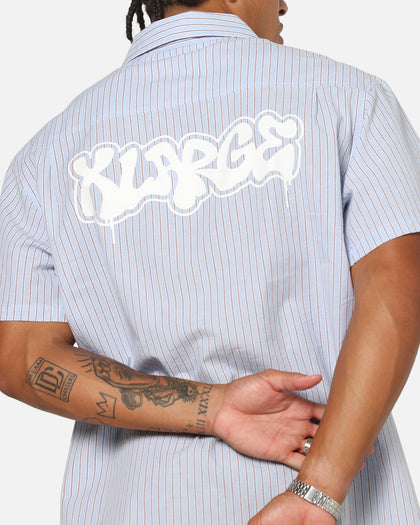 X-Large Drip Button Up Shirt Blue Stripe/White