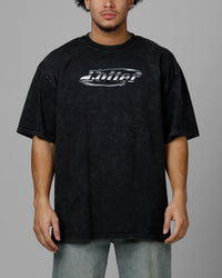 Loiter Chrome Logo T-Shirt Black Acidwash