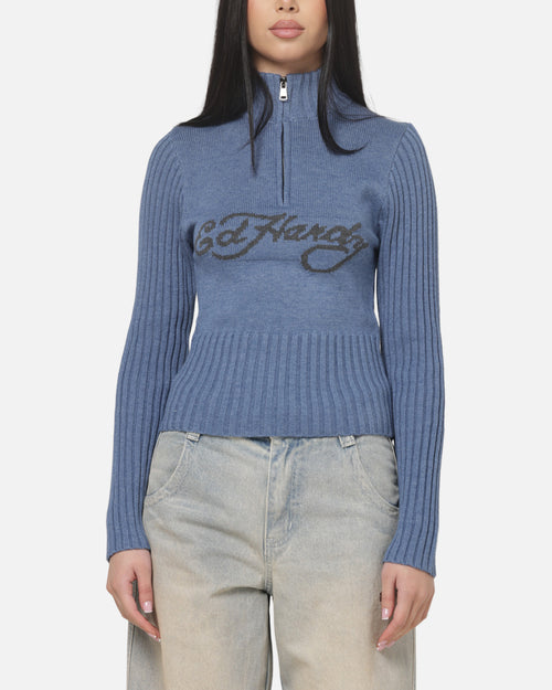 Ed Hardy Women's Signature Knit Jumper Navy