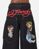 Ed Hardy Ultra Wide Leg Denim Jeans Indigo