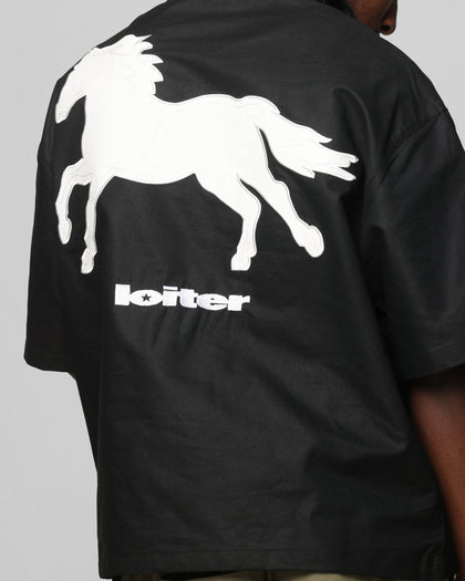 Loiter Rodeo Quarter Zip Up Shirt Black
