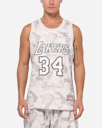 Mitchell & Ness Los Angeles Lakers Shaquille O'Neal #34 Snow Camo Energy Swingman Jersey Vintage White