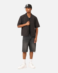 Saint Morta Baggy Denim Shorts Black Shadow