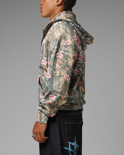 Loiter Waffle Zip Hoodie Pink Tree Camo